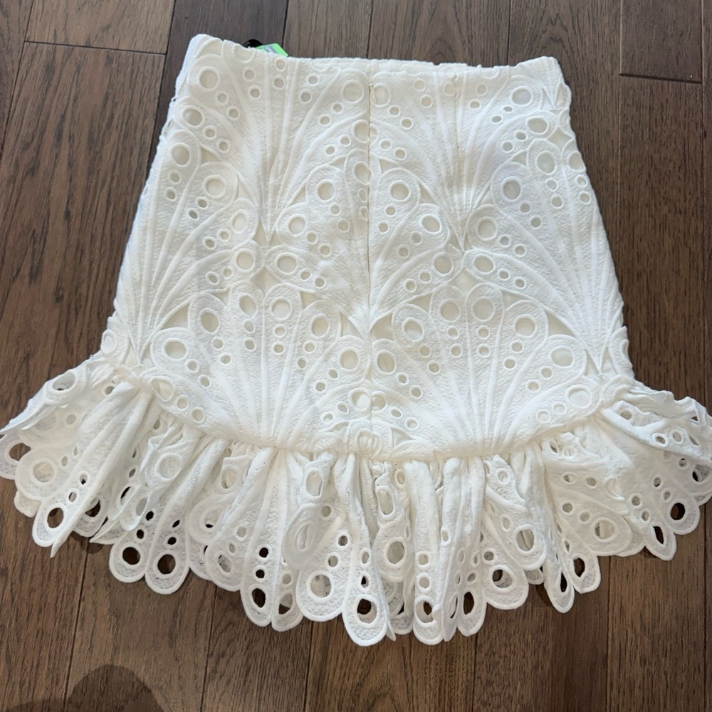 Michael Costello Revolve Eyelet White Skirt - Picture 2 of 5